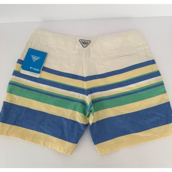 Columbia PFG Womens Solar Fade Striped Shorts Size 6 Cotton Blend - Picture 2 of 5